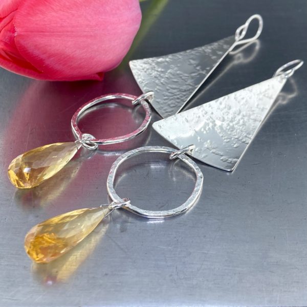 citrine earrings - sail over sun - Argentium silver - Image 4