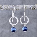 pearl (blue) earrings - twist sun - Argentium silver