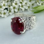 red topaz ring - size 10 - Argentium silver lunar band - 15.9 carat