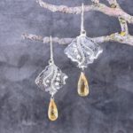 citrine earrings - diamond waves - Argentium silver - Image 3