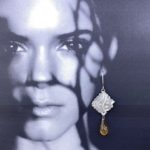 citrine earrings - diamond waves - Argentium silver - Image 2
