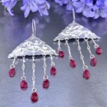 ruby earrings - chandelier - Argentium silver - Image 3