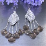 smoky quartz earrings - chandelier - Argentium silver - Image 3