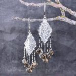 smoky quartz earrings - chandelier - Argentium silver