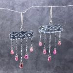 pink tourmaline earrings - chandelier - Argentium silver - Image 3