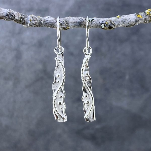 waves earrings - small bar - Argentium silver - Image 3