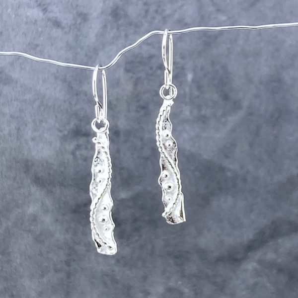 waves earrings - small bar - Argentium silver