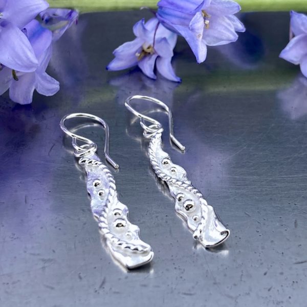 waves earrings - small bar - Argentium silver - Image 4