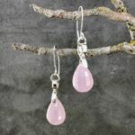 rose quartz earrings - wave curl - Argentium silver - 34.2 carat - Image 4