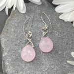 rose quartz earrings - wave curl - Argentium silver - 34.2 carat - Image 3