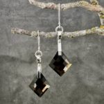 smoky quartz earrings - wave curl - Argentium silver - 24.80 carat