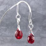 red topaz earrings - wave curl - Argentium silver - 50.5 carat - Image 4