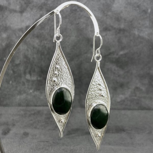 jade earrings - solid wave - Argentium silver