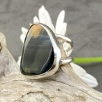 hawks eye ring - size 6.75 - Argentium silver double-band - Image 3