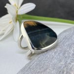 hawks eye ring - size 6.75 - Argentium silver double-band - Image 4