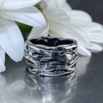 bark ring - size 7.5 - antique Argentium silver