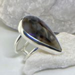 Montana agate ring - size 7.5 - Argentium silver double-band - Image 3