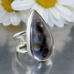 Montana agate ring - size 7.5 - Argentium silver double-band