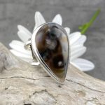 Montana agate ring - size 7.5 - Argentium silver double-band - Image 2