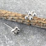 granules earrings - quadruple post - Argentium silver