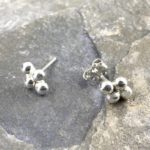 granules earrings - quadruple post - Argentium silver - Image 3