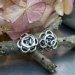 pebbles earrings - post - antique Argentium silver - Image 3