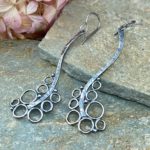 pebbles earrings - branch - antique Argentium silver - Image 3