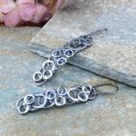 pebbles earrings - rectangle - antique Argentium silver - Image 3