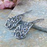 pebbles earrings - teardrop - antique Argentium silver - Image 3