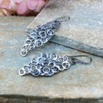 pebbles earrings - marquise - antique Argentium silver - Image 4