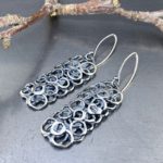 pebbles earrings - curved rectangle - antique Argentium silver - Image 3