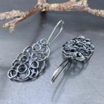 pebbles earrings - curved oval - antique Argentium silver - Image 3