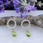 peridot earrings - twist sun post - Argentium silver - Image 3