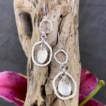 freeform circle earrings - Argentium silver - moon accent - Image 3