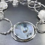 pearl blister necklace - freeform circle Argentium Silver - Image 6