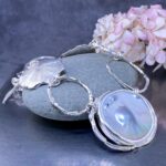 pearl blister necklace - freeform circle Argentium Silver - Image 5