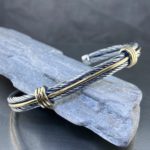 double cable cuff - medium - antique Argentium silver bracelet