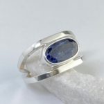 kyanite ring - size 9.75 - Argentium silver octagon double-band - 4.88 carat - Image 2