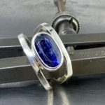 kyanite ring - size 9.75 - Argentium silver octagon double-band - 4.88 carat