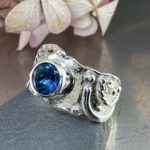 London topaz ring - size 9 - Argentium silver waves - 2.5 carat