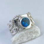 London topaz ring - size 9 - Argentium silver waves - 2.5 carat - Image 2