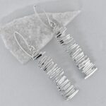 bark earrings - rectangle - Argentium silver - Image 4