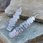 bark earrings - rectangle - Argentium silver - Image 3