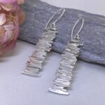 bark earrings - rectangle - Argentium silver