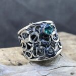 green topaz ring - size 7.75 - Argentium silver pebbles band - .75 carat - Image 3