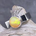 opal ring - size 9.5 - Argentium silver circle-D band - 2 carat