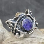 tanzanite ring - size 12 - Argentium silver waves - 4 carat - Image 3