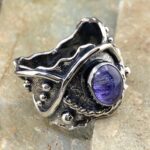 tanzanite ring - size 12 - Argentium silver waves - 4 carat - Image 2
