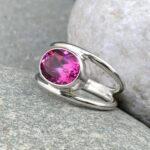 pink topaz ring - size 9 - Argentium silver round double-band - 4.5 carat - Image 3