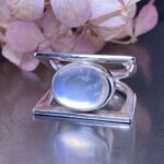 moonstone ring - size 8 - Argentium silver double-D band - 6 carat
